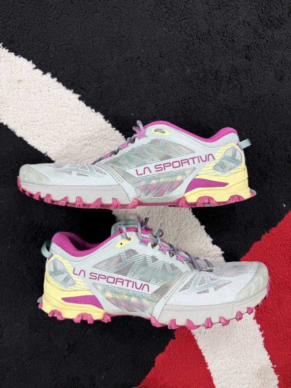 La Sportiva Womens Bushido 3 Trail Running Shoes 10 Gray Pink Yellow Athletic